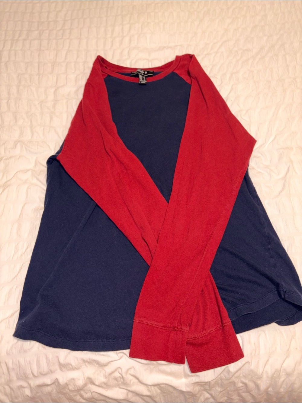 Forever 21 Two-Tone Crewneck Sweater - Red & Navy